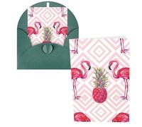 Chic Pink Flamingo Pineapple Print Thank You Cards Greeting Cards With Envelopes Blank Note Cards 10x15 cm Perfect for Thank Yous Invitations