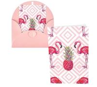 Chic Pink Flamingo Pineapple Print Thank You Cards Greeting Cards With Envelopes Blank Note Cards 10x15 cm Perfect for Thank Yous Invitations
