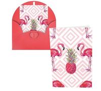 Chic Pink Flamingo Pineapple Print Thank You Cards Greeting Cards With Envelopes Blank Note Cards 10x15 cm Perfect for Thank Yous Invitations