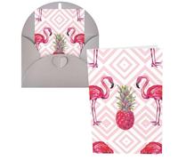 Chic Pink Flamingo Pineapple Print Thank You Cards Greeting Cards With Envelopes Blank Note Cards 10x15 cm Perfect for Thank Yous Invitations