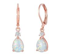 Chic Plated Color Tear Drop Earring Add Bohemian Touch To Outfit Alloy Fire Opals Dangle Earrings With Stone Fashionable rose Golden