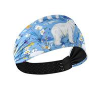 Chic Polar Bear blue Cooling headband holder organizer Elastic hair for Yoga washing face Daily use Volleyball