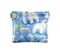 Chic Polar Bear blue PU Leather Small Coin Purse Unique Makeup Bag Change Purse for Woman Girl