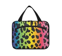 Chic Rainbow Leopard Print Hanging Travel Toiletry Bag Men with Hook, Designer Essential Shaving Bag for Men for Accessories Must Haves Bathroom bolso para maquillaje de Mujer L