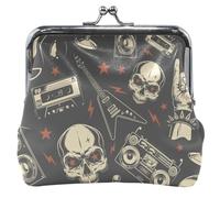 Chic Rock Skulls Leather Coin Bag Women Girls Buckle Kiss Lock Coin Card Change Purse Chic Skirt Skulls One Size, Chic skirt skulls, One Size, Classic