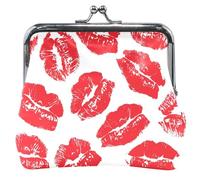 Chic Romance Red Lip Women Cute Coin Purse Leather Buckle Kiss Lock Girls Coin Card Change Wallet, Chic Romance Red Lip, Classic