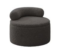 Chic Round Foot Stool Ottoman - Compact 35x35x27cm Storage Solution Cozy Wool Fabric Foot Rest for Living Room Bedroom Entryway Makeup & Sofa Use