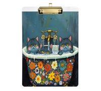Chic Russian Blue Cats Retro Bathtub Artists clipboard Large Transparent for Nursing Student Trade Quest Size 9 x 12