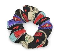 Chic Scrunchies for Thick & Thin Hair, Pain Free Hair Ring Ties Halloween Goth Skull Mushroom Vampire Magic Witch Witchcraft Ponytail Holders Dreadlock Accessories