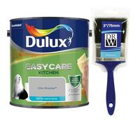 Chic Shadow Dulux Easycare Kitchen Matt Emulsion Paint 2.5L + 3" Emulsion Paint Brush - Grease & Stain Resistant, Washable Matt Finish, Durable Interior Paint for Kitchen Walls & Ceilings