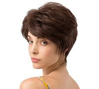 Chic Short Wigs Women Human Hair with Bangs Fluffy Layered Pixie Cut Wig