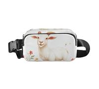 Chic Sika Deer Fashionable Crossbody Bag Waist Packs for Men Large Capacity Belt Bag with Adjustable Strap for Cycling, Goat White, One Size
