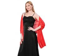 Chic Silky Pashmina Shawls Wraps Silky Smooth Stole Light Sheer Cover Solid Scarves for Women Wedding Evening Bridal Bridesmaids Mother of The Bride,Red,200 * 70CM
