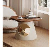 Chic Small Coffee Table, Space-Saving White Side Table for Bedroom & Living Room, Cute Low Table for Window Seat, & Pet Use
