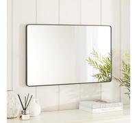 Chic Small Rectangular Wall Mirror 80cm x 50cm | Black Metal Frame | Vertical or Horizontal Wall Mountable | Mirrored Safety Glass | Modern Industrial | Hallway, Bedroom, Living, Dining Room