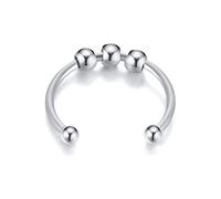Chic Spinner Fidget Beads Rings for Women, Stainless Steel Finger Rings for Relieving Stress Anxiety Worry Accessory Professional and Fashion