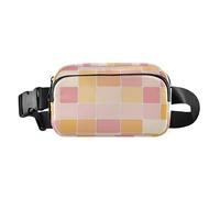 Chic Squares Yellow Rose Gold Fashionable Waist Pack Crossbody Bag for Women Men Multipurpose Sling Chest Bag with Adjustable Strap for Travel Shopping Running