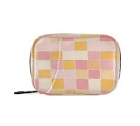 Chic Squares Yellow Rose Gold Medicine Bags with Removable Compartments, Practical Wallet Suitcase
