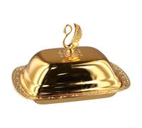 Chic Stainless Steel Dish with Lid for Safe Storage of Butter and More (Gold)
