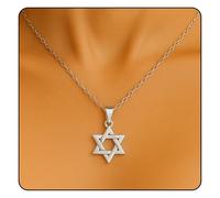 Chic Star of David Necklace for Women | Israel Necklace | Mezuzah Necklace with Magen David | Available in 14K Gold-Filled or Silver Stainless Steel | Jewish Jewelry, Includes a Gift Box, Perfect,