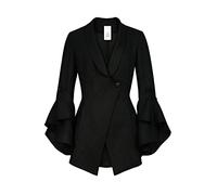 CHIC STAR Womens Linen Jacket Blazer, Black, XL