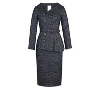 CHIC STAR Womens Sequined Tweed Blazer Dress, Black, Medium