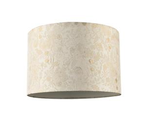Chic Textured Off-Cream Jacquard Drum Shade with Gold Foil Decor Print | 30cm x 20cm | Sleek White Cotton Fabric Inner Lining by Happy Homewares