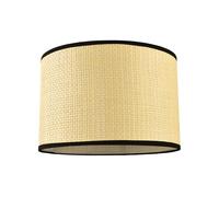 Chic Thin Strapped Rattan Drum Lamp Shade with Black Cotton Fabric Trims | 30cm x 20cm | White PS Board Lining by Happy Homewares