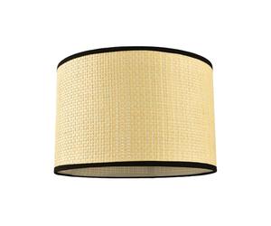 Chic Thin Strapped Rattan Drum Lamp Shade with Black Cotton Fabric Trims | 30cm x 20cm | White PS Board Lining by Happy Homewares