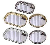 Chic Vanity Tray with Mirror for Jewelry Display Perfect for Home Organization (A)