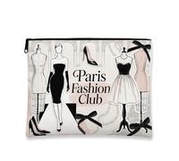 Chic Vintage Fashion Cosmetic Bag, Paris Style Makeup Pouch for Women, Portable Zipper Organizer, Everyday Toiletry Bag, Peach, 7x9 Inch, Fashion