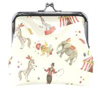 Chic Watercolor Circus Coin Purse Leather Women Buckle Kiss Lock Money Change Bag Chic Watercolor Circus Classic, Chic watercolour circus, Classic