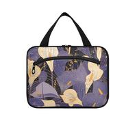 Chic White and Purple Calla Lily Vintage Hanging Make up Bag Organizer with Hook, Designer Multifunctional Toiletry kit for Men Toilet bolso para maquillaje L