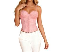 Chic Women's Evening Top, Bustier Corset with Double Straps in Lace and Mesh Slimming Sheath