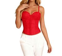 Chic Women's Evening Top, Bustier Corset with Double Straps in Lace and Mesh Slimming Sheath