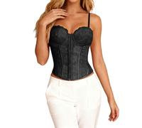 Chic Women's Evening Top, Bustier Corset with Double Straps in Lace and Mesh Slimming Sheath