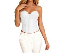 Chic Women's Evening Top, Bustier Corset with Double Straps in Lace and Mesh Slimming Sheath