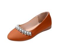 Chic Women's Flat Shoes - Women's Walking Shoes Lightweight Comfortable Pointed Toe Rhinestone Sneakers Slip on Basket Casual Ballerina Elegant Sneaker Sport Loafers, brown, 5 UK