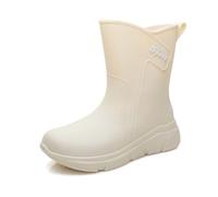 Chic Women's Rain Shoes for Everyday Use Non-Slip Outdoor Wellington Boots Elegant Rain Fashion for Everyone Fashionable Rain Boots Trendy Design for Rain-Friendly Outfits, beige, 4 UK