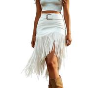 Chic Women's Short Skirt - Pleated A-Line Skirt with Fringes High Waist Slimming and Privacy Preserving Party Skirt
