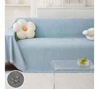 Chic Woven Waterproof Sofa Throw Blanket with Tassels Large 180x300cm Duck Egg Blue Versatile for Settees Couch Sofa Bed and Armchair