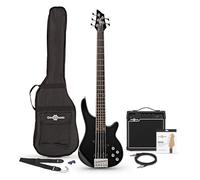 Chicago 5 String Bass Guitar Black + 15W Amp Pack by Gear4music