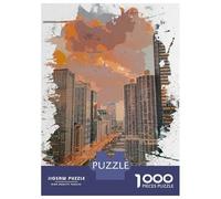 Chicago Adult Paper Puzzle, Old Europe Travel Artwork, Matte Printed Jigsaw for Adults, Mindful Activity, Adult Puzzle, 70x50cm/1000pcs