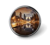 Chicago Badge Holder Personalized Metal Button Pin Fashion Round Badge with Pattern Pin DIY Button Badges Exquisite Brooch Crafts Gift Clothes Decorative Pins