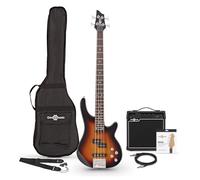 Chicago Bass Guitar Sunburst, 15W Bass Amp & Accessory Pack