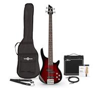 Chicago Bass Guitar Trans Red Burst, 15W Bass Amp & Accessory Pack