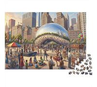 Chicago Beans 500 Piece Wooden Jigsaw Puzzle,Adults & Kids 14+,Impossible Challenge,Gift Idea Cloud Gate,Home Wall Decor,Wood,Educational Toy,Stress Relief (52x38cm)