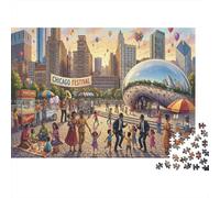 Chicago Beans 500 Piece Wooden Jigsaw Puzzle,Adults & Kids 14+,Impossible Challenge,Gift Idea Cloud Gate,Home Wall Decor,Wood,Educational Toy,Stress Relief (52x38cm)