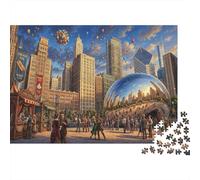 Chicago Beans 500 Piece Wooden Jigsaw Puzzle,Educational Toy,Stress Relief,Gift Idea Cloud Gate,Impossible Challenge,Wood,Adults & Kids 14+,Home Wall Decor (52x38cm)