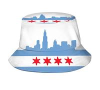 Chicago Bucket Hat Brim Cap Sun Hat Chicago Flag Fisherman Hats Packable Cap Flag Hat for Adults Outdoor, Chicago 03, One size